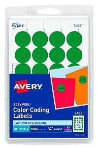 ETIQUETA AVERY 5731 1/4 REDONDA VERDE
