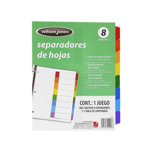 SEPARADOR ACCO 1-8 S NUMERACION P2456