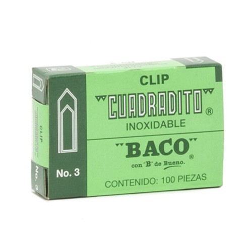 CLIP CUADRADO #3 BACO NIQUELADO C/100