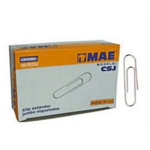 CLIP JUMBO MAE NIQUELADO  C/100 50mm *