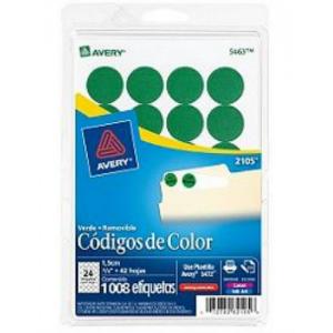 ETIQUETA AVERY 2105 3/4 REDONDA VERDE
